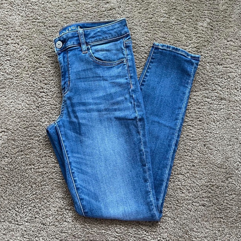 American Eagle Outfitters Women's Blue Next Level Stretch Skinny Jeans